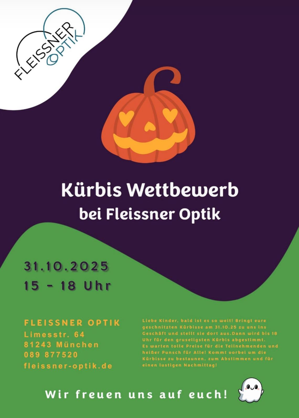 Kürbis Wettbewerb bei Fleissner Optik am 31.10.2025 um 15:00 Uhr in Aubing