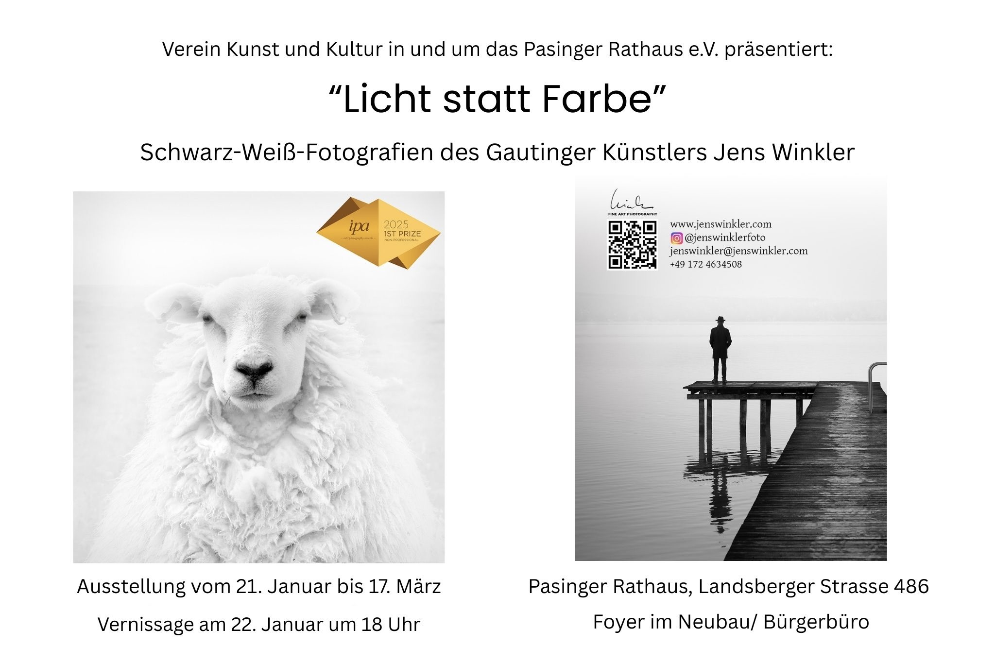 Ausstellung Licht statt Farbe des Verein Kunst und Kultur in und um das Pasinger Rathaus