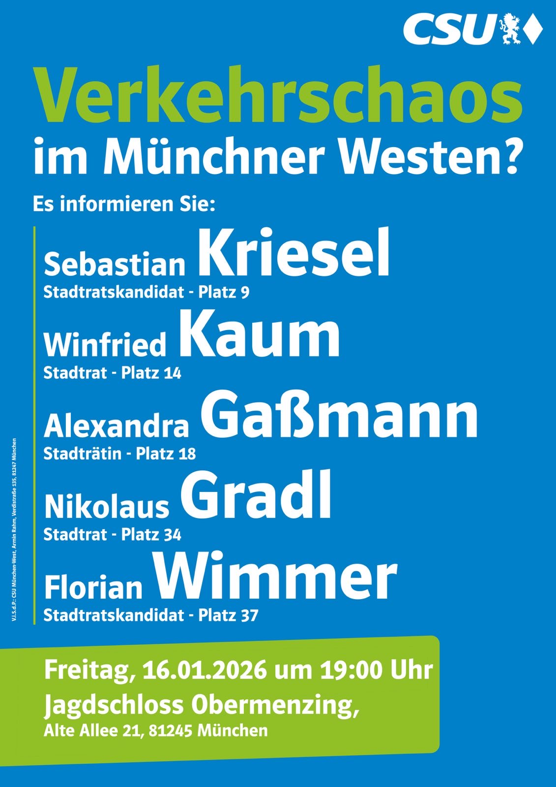 Plakat Verkehrschaos der CSU