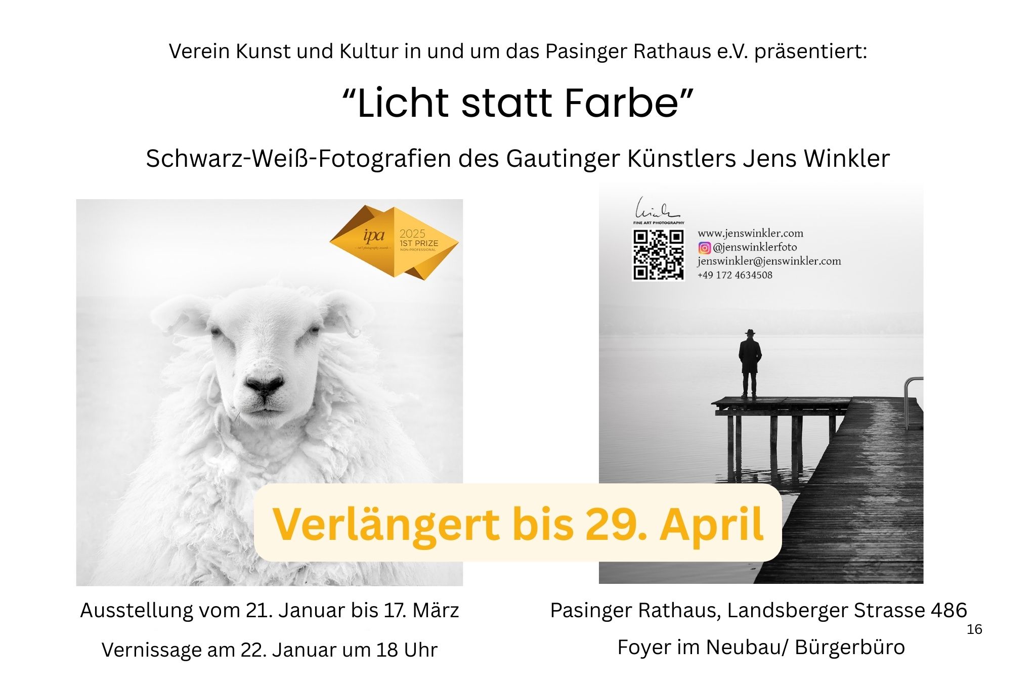 Ausstellung Licht statt Farbe des Verein Kunst und Kultur in und um das Pasinger Rathaus